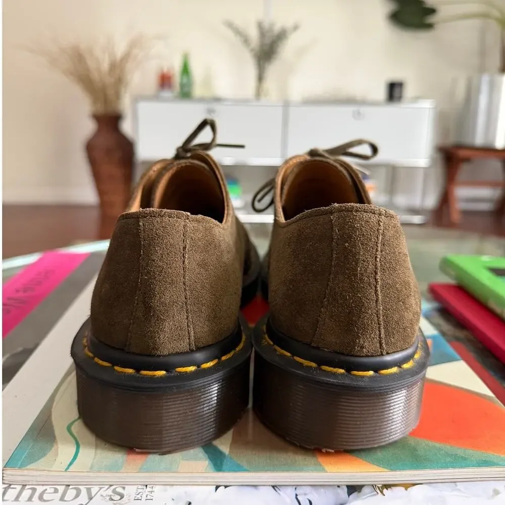 Dr. Martens 1461 Made in England C F Stead Olive Suede Oxfords